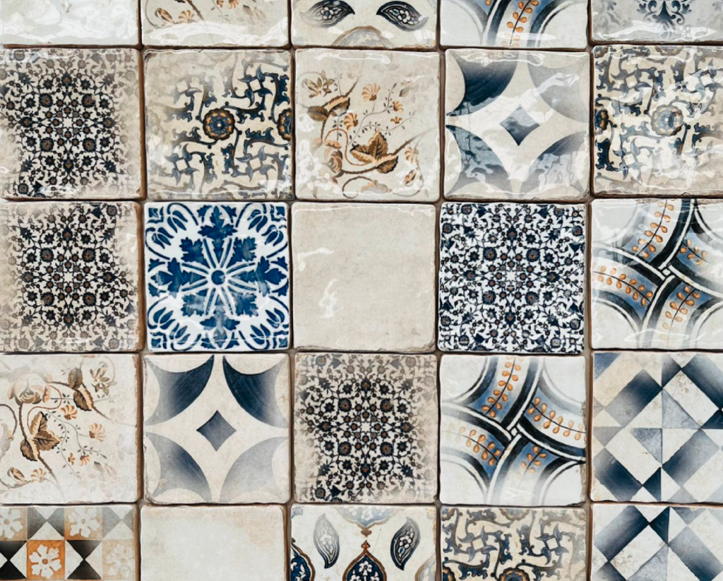 Small format ceramics: aged vintage style mosaic