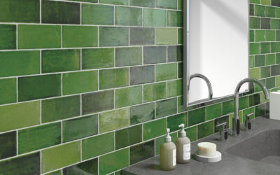 Azulejos de pequeño formato  para baños de estilo veraniego